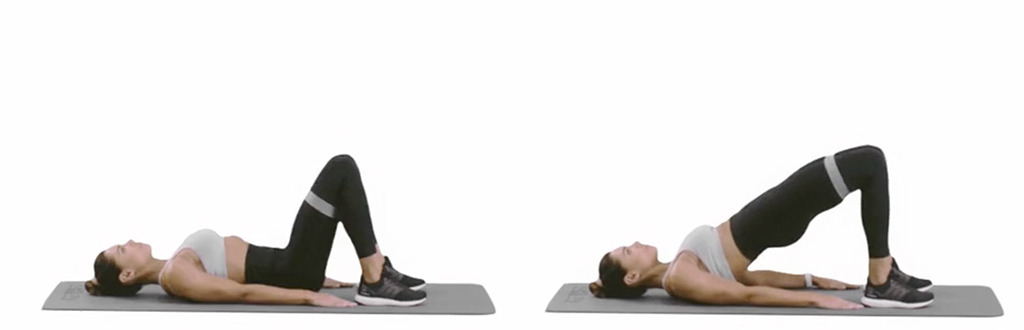 Ponte glútea com banda de resistência