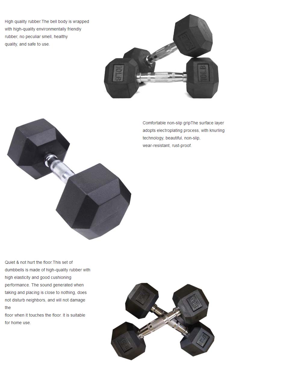 Dumbbell hexadecimal revestido de borracha preta