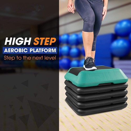 Plataforma aeróbica de alto passo ajustável com 4 risers
