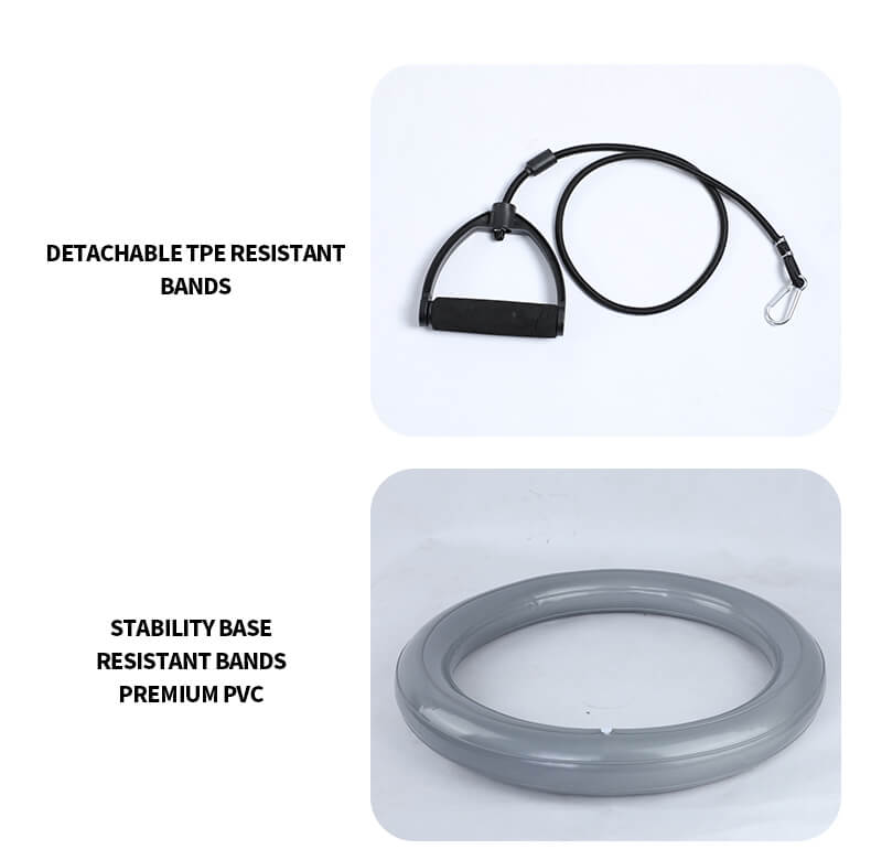 Bola de ginástica com base e bandas de resistência