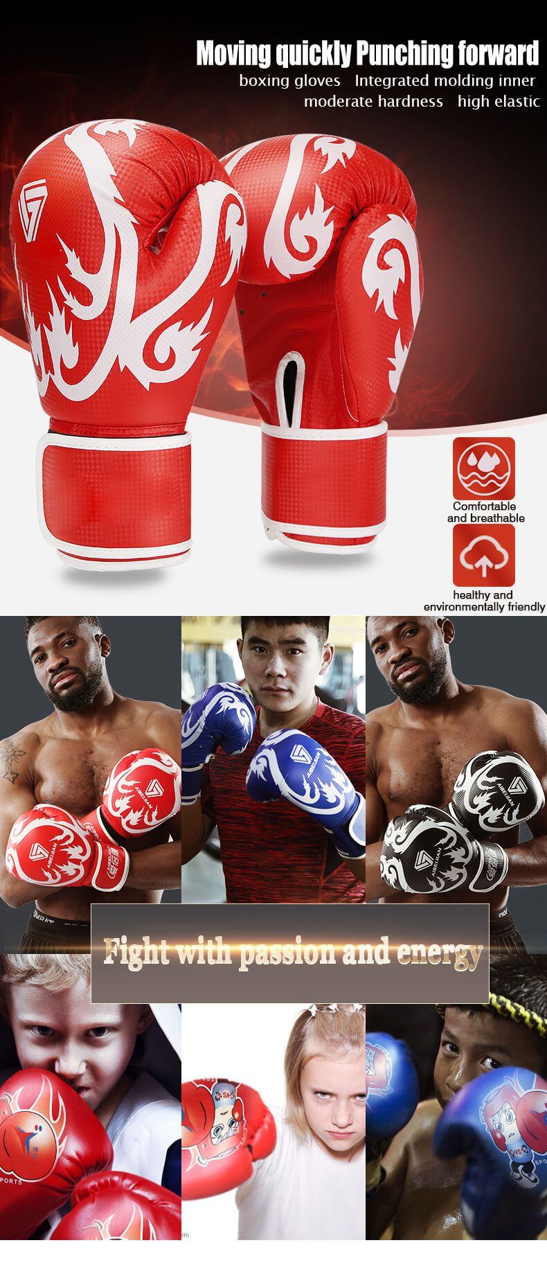 Luvas de treinamento profissional de boxe