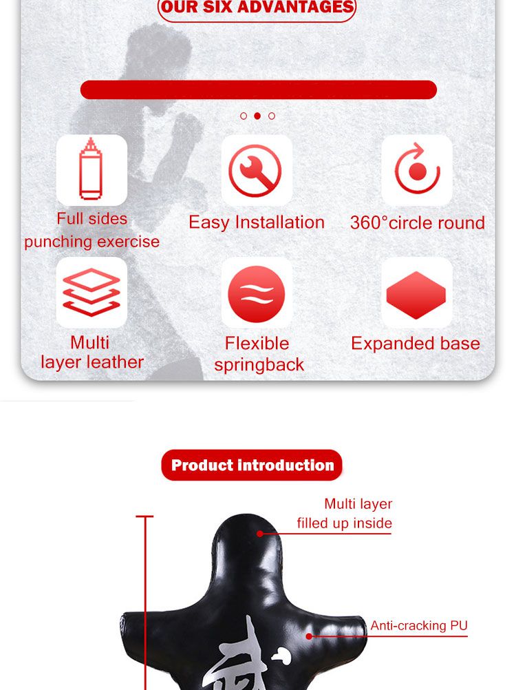 Saco de perfuração de boxe humanóide em pé
