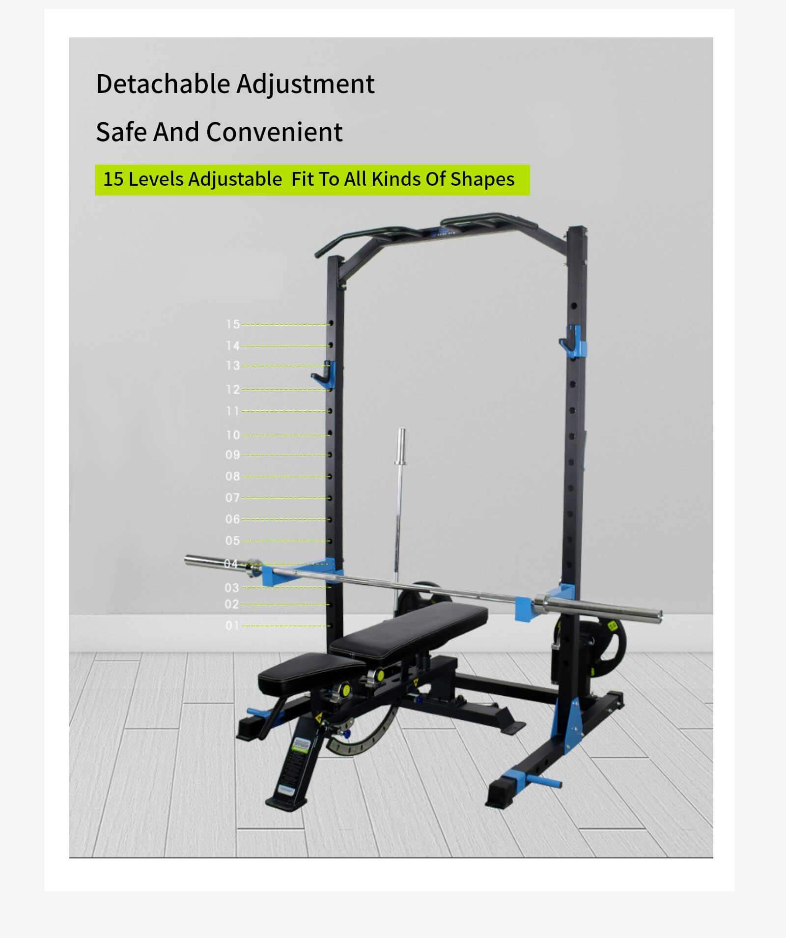Rack de agachamento de meio quadro multifuncional