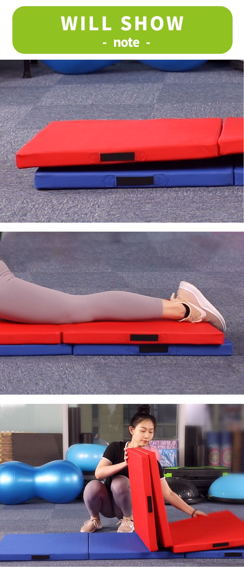 Tapete de exercício de ginástica espessada dobrável