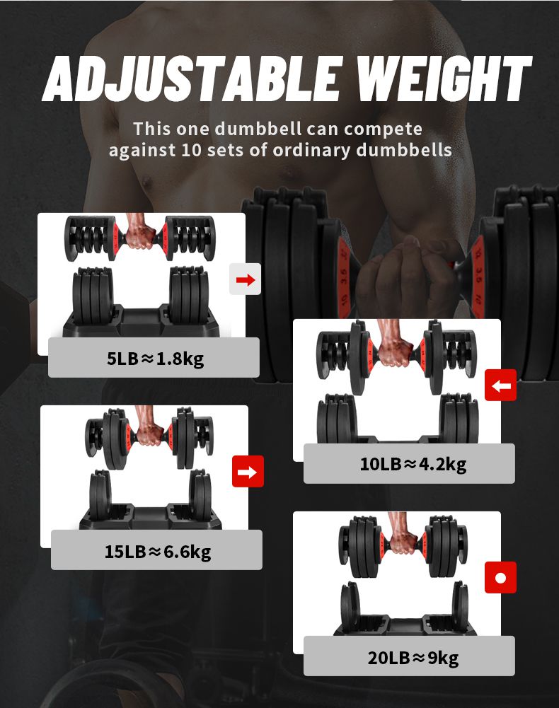 Dumbbell ajustável com sistema de discagem