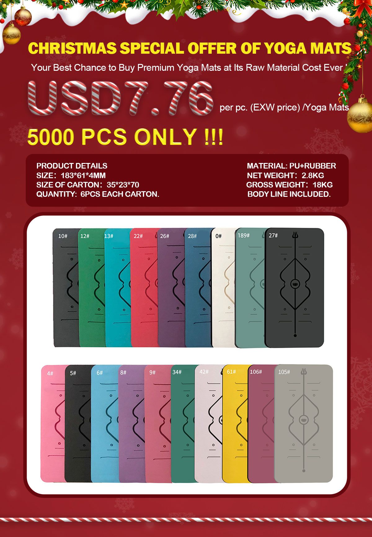 Oferta especial de Natal de tapetes de ioga
