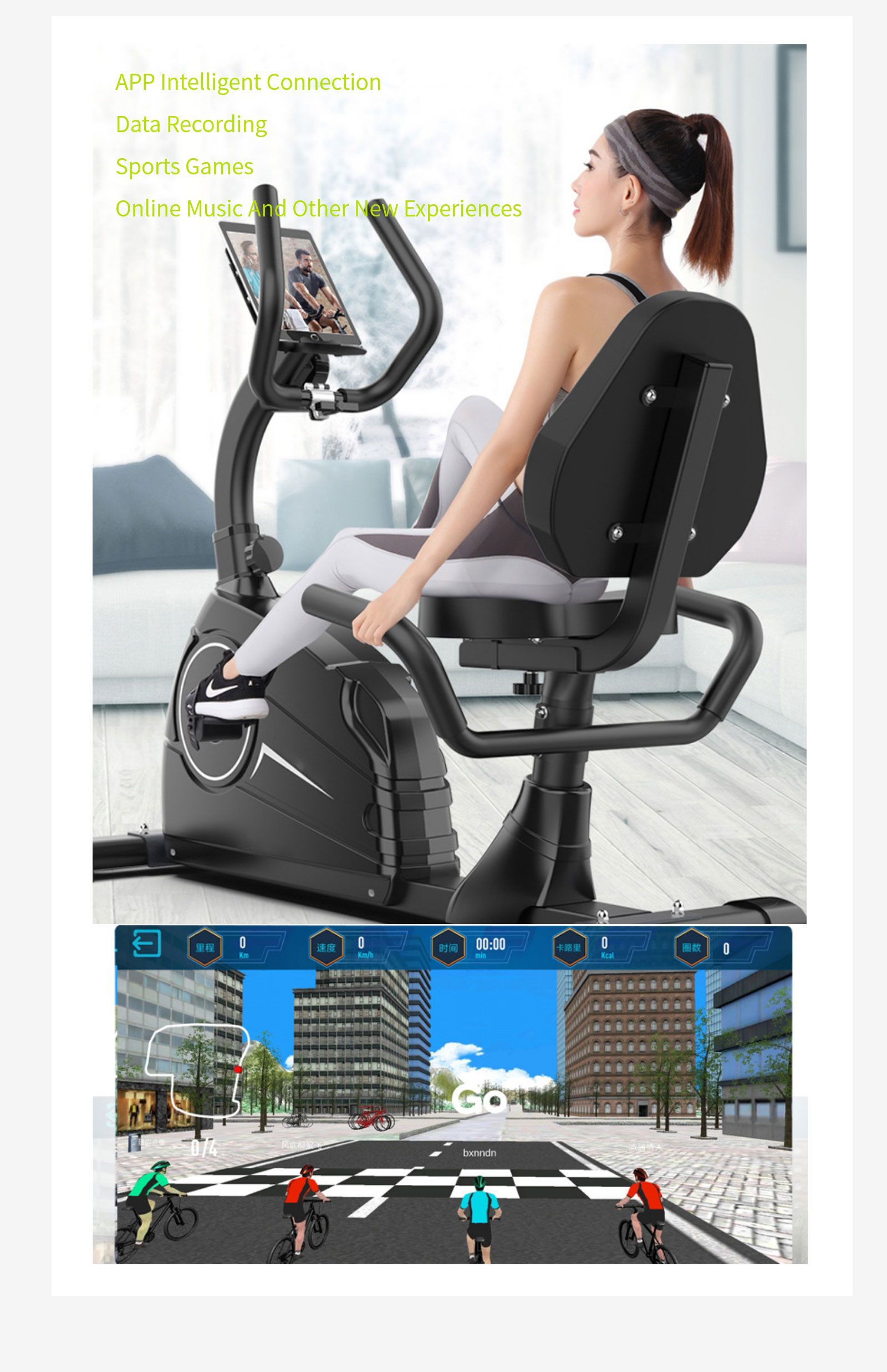 Bicicleta de exercício reclinada em casa
