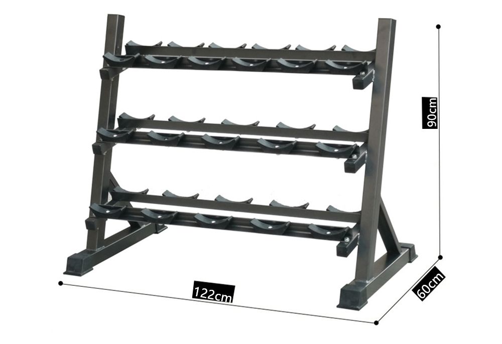 3 rack de halteres de camada com suporte