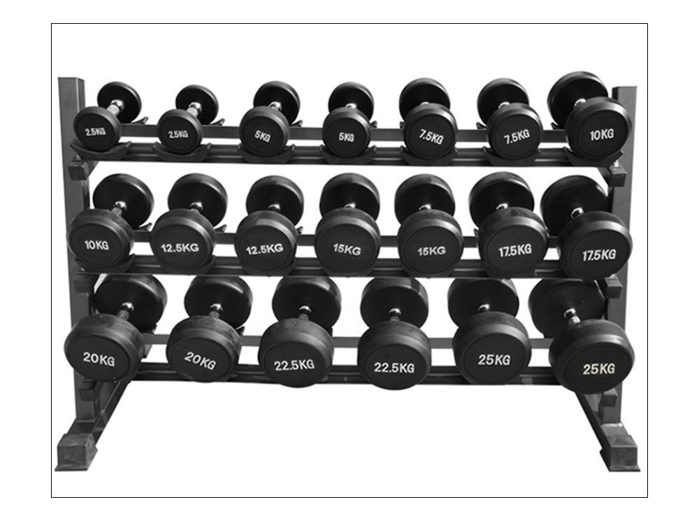 3 rack de halteres de camada com suporte