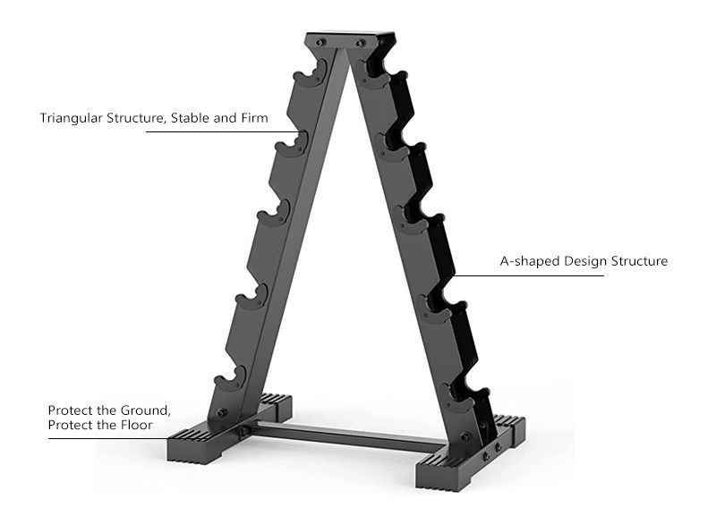Um rack de halteres de forma
