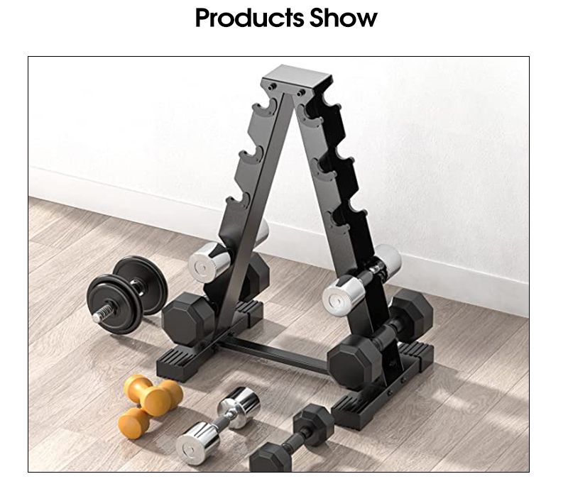 Um rack de halteres de forma