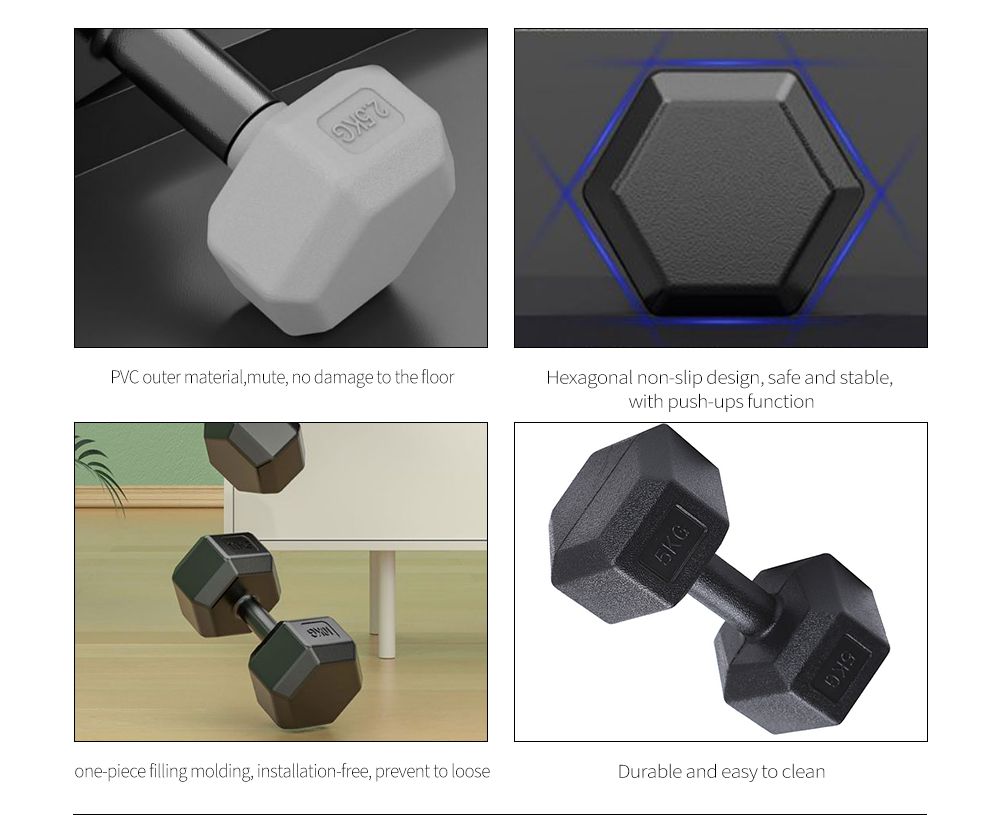 Haltere de borracha hexagonal moldada de uma peça