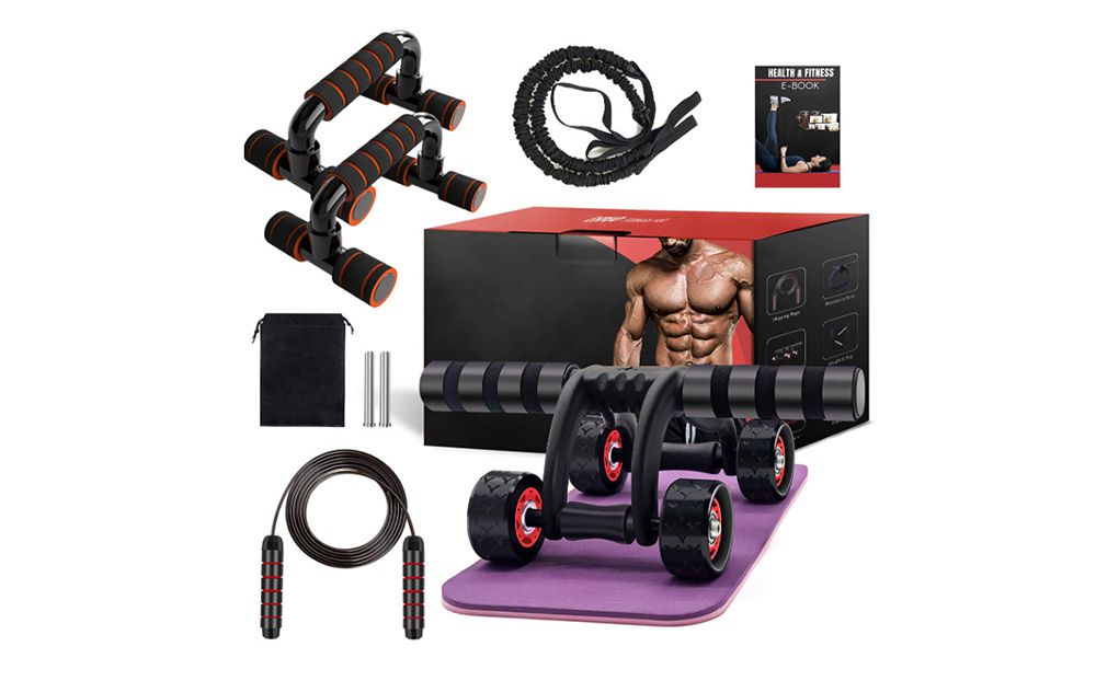 Conjunto de corda de push-up de push-up de roda AB de quatro rodas