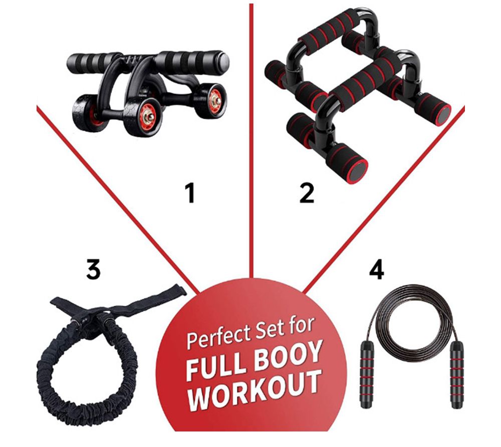 Conjunto de corda de push-up de push-up de roda AB de quatro rodas