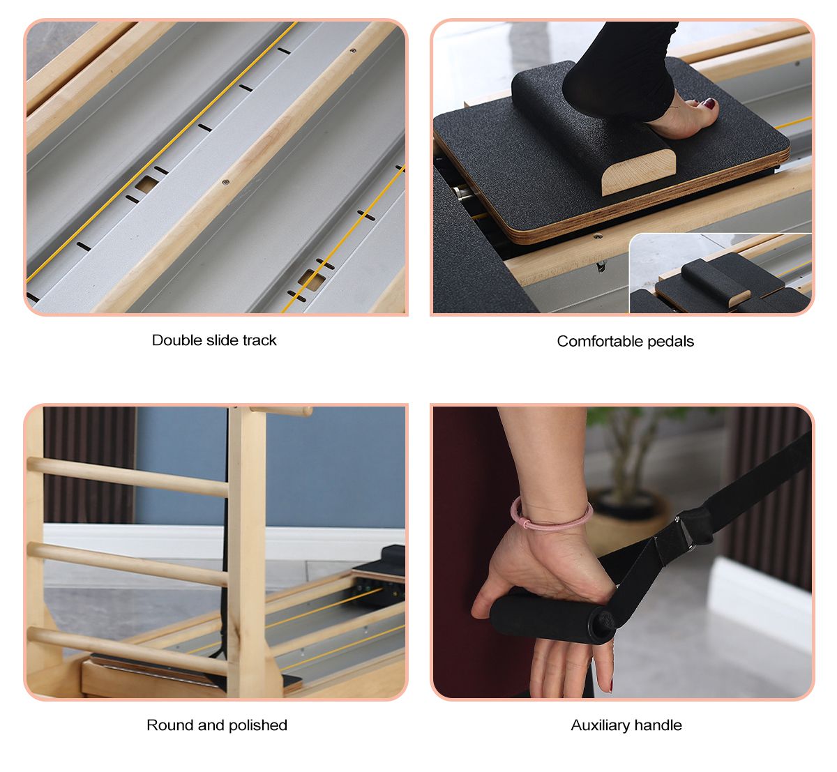 Equipamento de deslizamento bidirecional de Pilates com escada independente