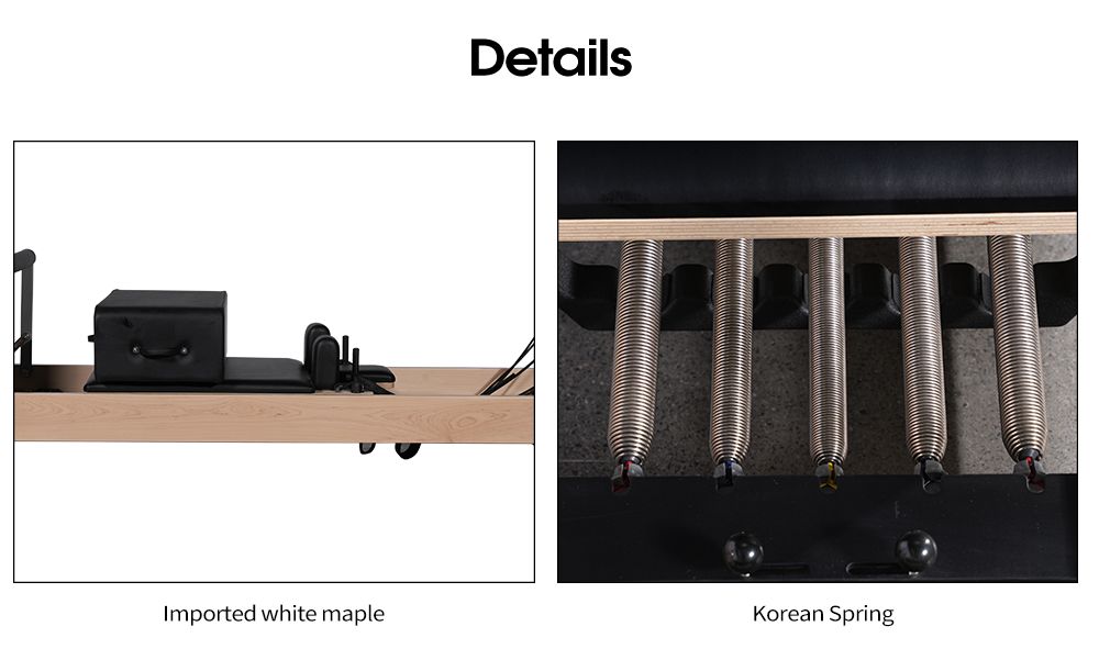 Treinamento corporal Core Baple Maple Wood Pilates Reformer Machine com apoios para pés internos