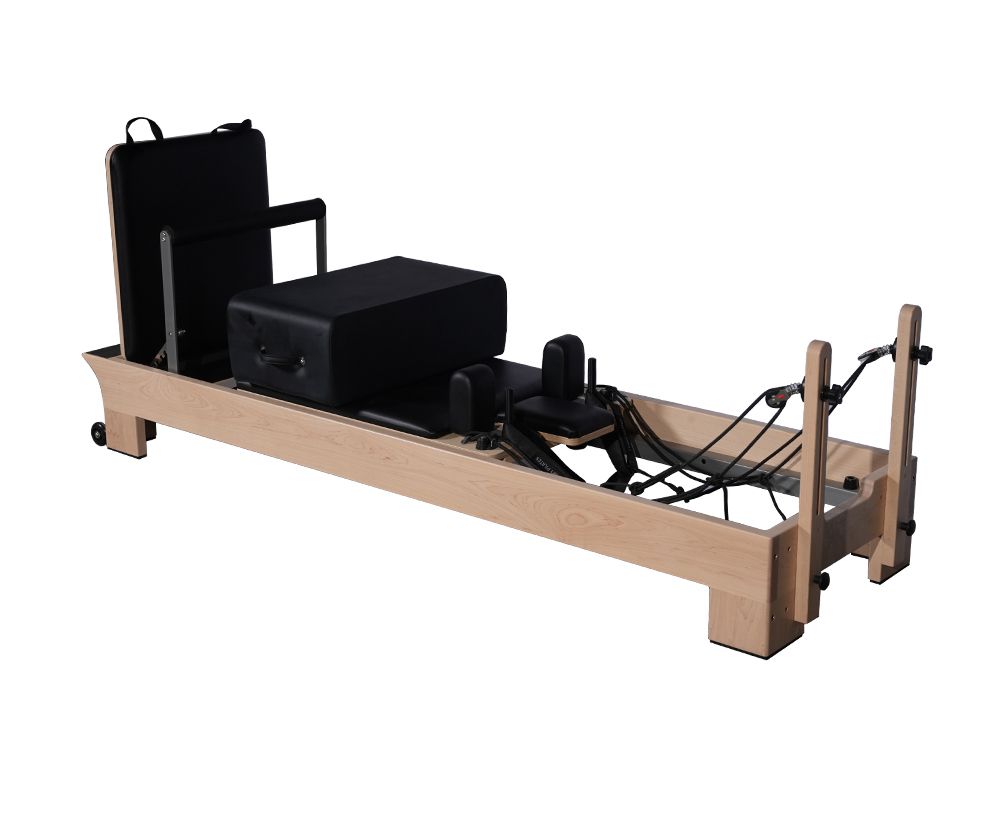 Treinamento corporal Core Baple Maple Wood Pilates Reformer Machine com apoios para pés internos