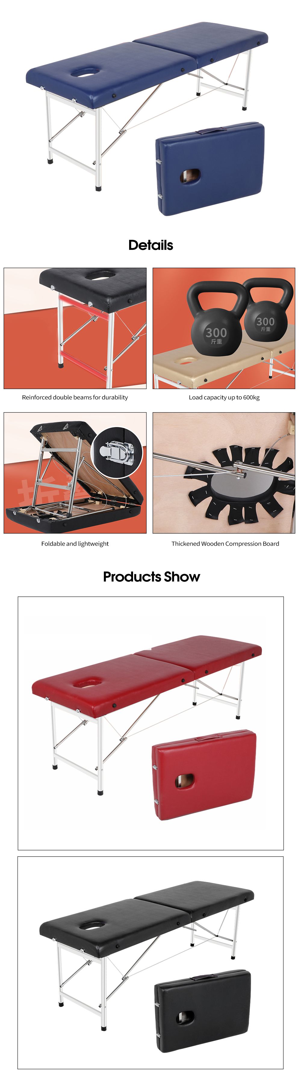 Tabela de massagem dobrável portátil