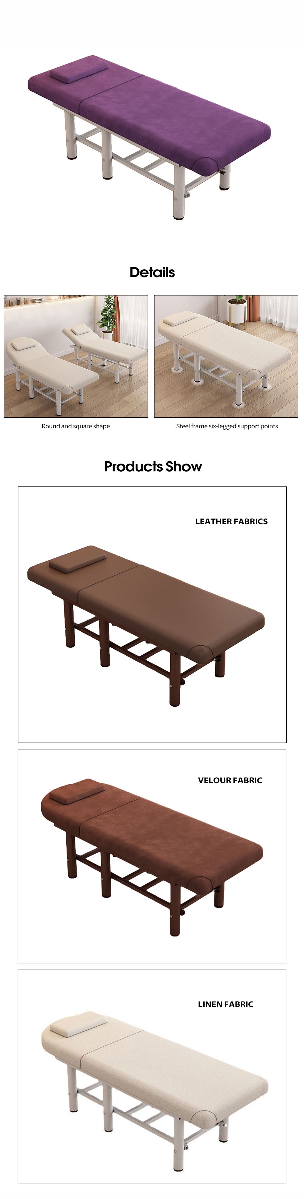 Mesa de massagem com encosto de aço para apoio de cabeça