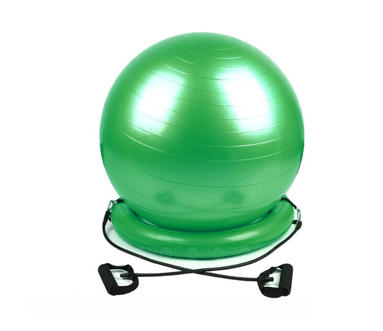 Bola de ginástica com base e bandas de resistência