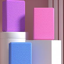 Tijolos de ioga em relevo a quente personalizados, com resistência a desgaste atualizada, resistência à compressão e índice anti-deslizamento. Escolhas de acabamento: brilho, fosco, AQ, Spot UV, UV e revestimento holográfico, gravação, desbaste, carimbo quente.
