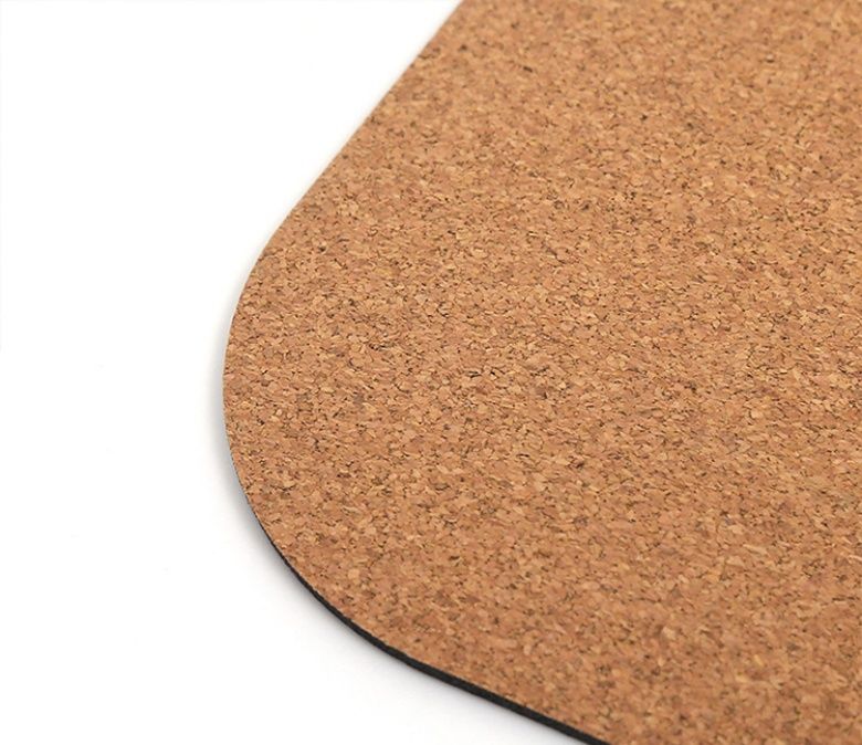 Tapa de ioga de borracha de cortiça de grau de estúdio com linhas de alinhamento