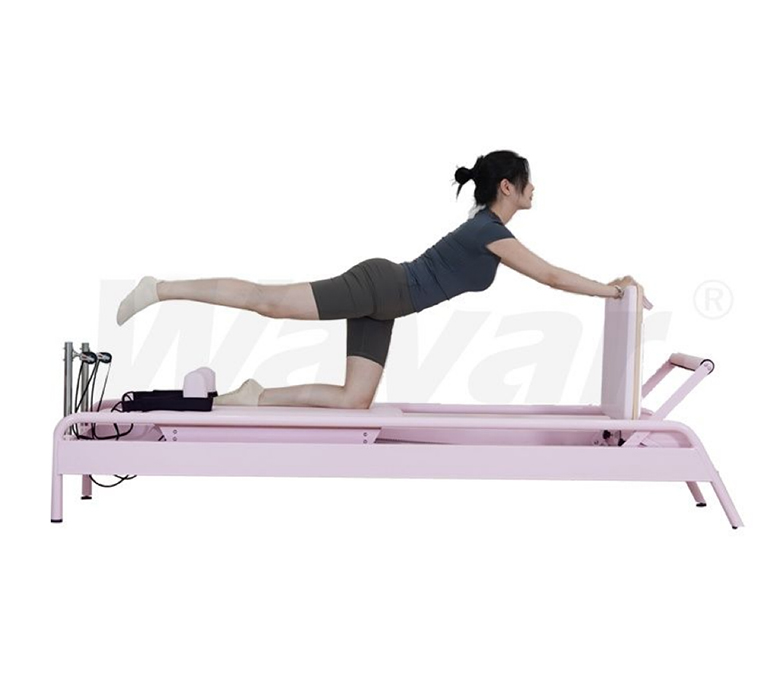 Novo Reformer de Pilates em Aço Rosa