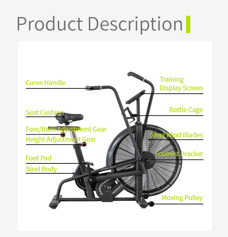Bicicleta de resistência ao vento aeróbico de fitness doméstico