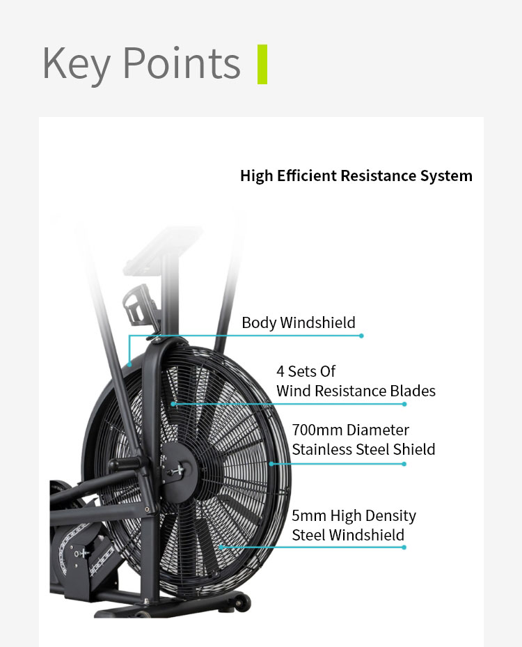 Bicicleta de resistência ao vento aeróbico de fitness doméstico